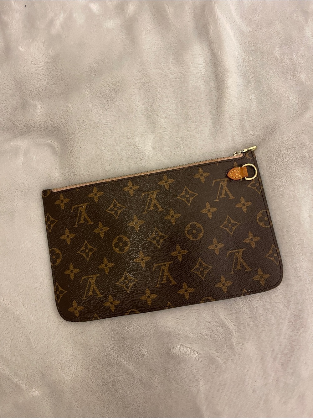 Monogram Zip Pouch in Brown and Tan